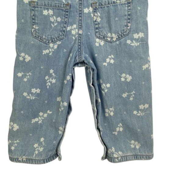 OshKosh B'gosh Floral Print Denim Lined Overalls size 12 Months - Picture 4 of 13